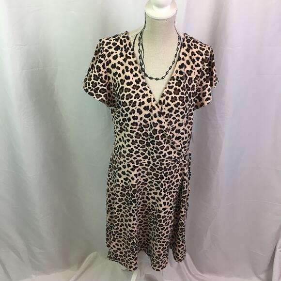Arizona Jean Co Leopard Dress Brown Medium - Picture 2 of 14